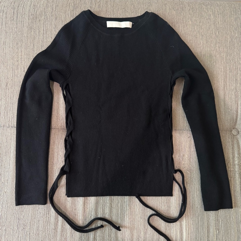 Dion Lee Black Long Sleeve Top with Side Ties